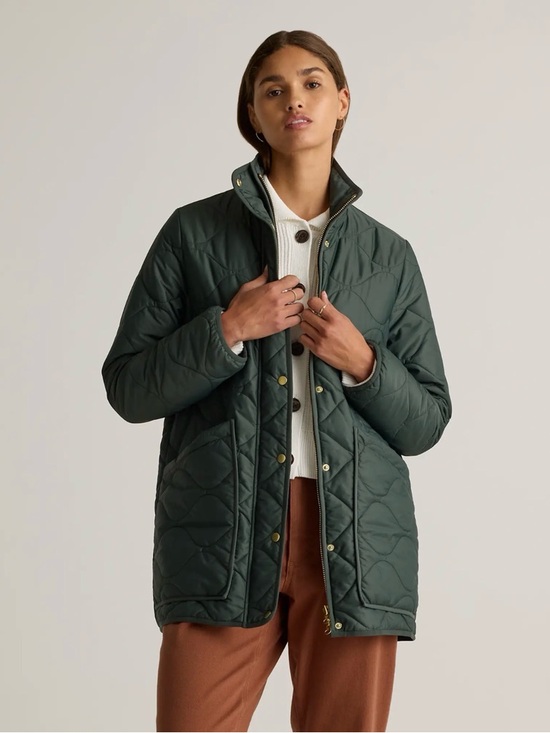 Quince Jackets & Blazers - Quince Quilted Dark Green Puffer Jacket